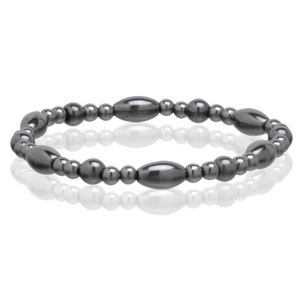 Magnetic Hematite Black Bracelet, Beaded Gemstone Stretchable Bracelet